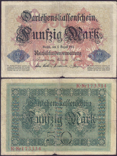 1914 Germany 50 Mark (6 digits) L002152